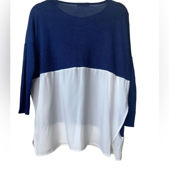 Zara Oversized Sweater M Lightweight Colorblock Boxy Lagenlook Office Preppy - Picture 5 of 9